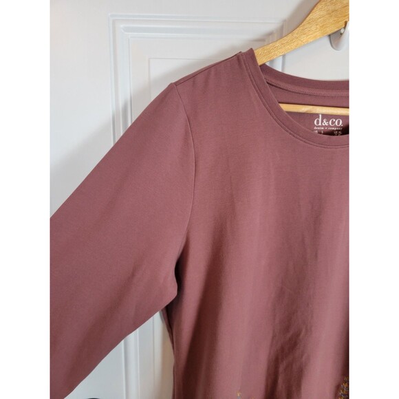 QVC D&Co Floral Embroidered Top Size L 3/4 Length Sleeves - Picture 2 of 7